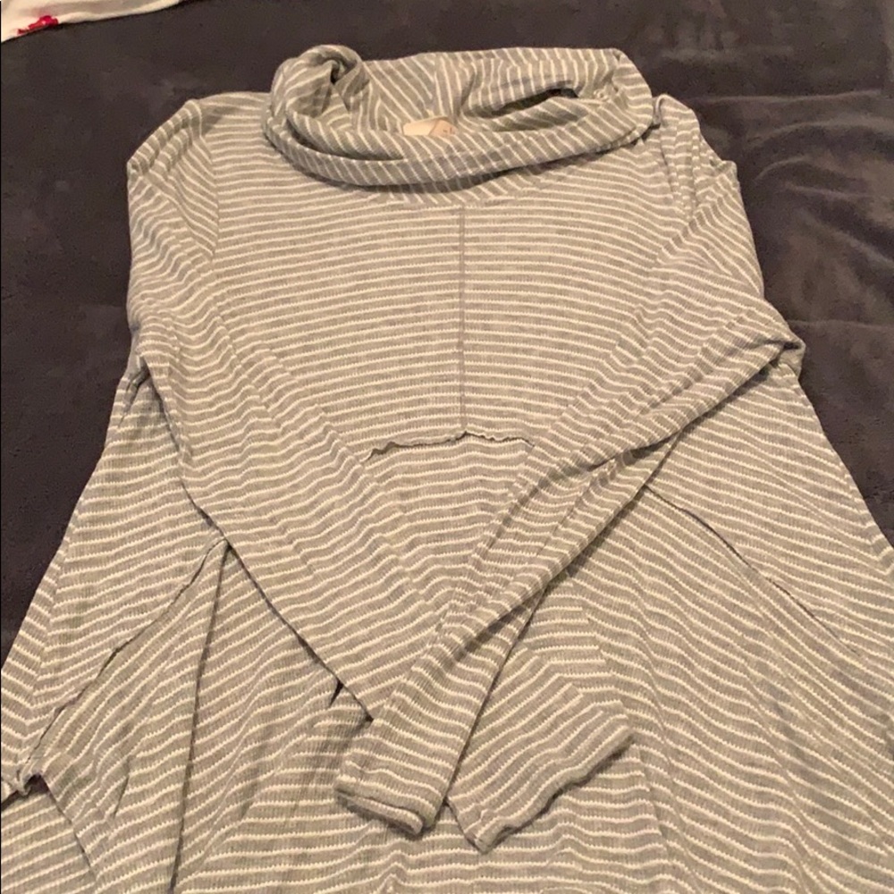 Gray and white striped sweater